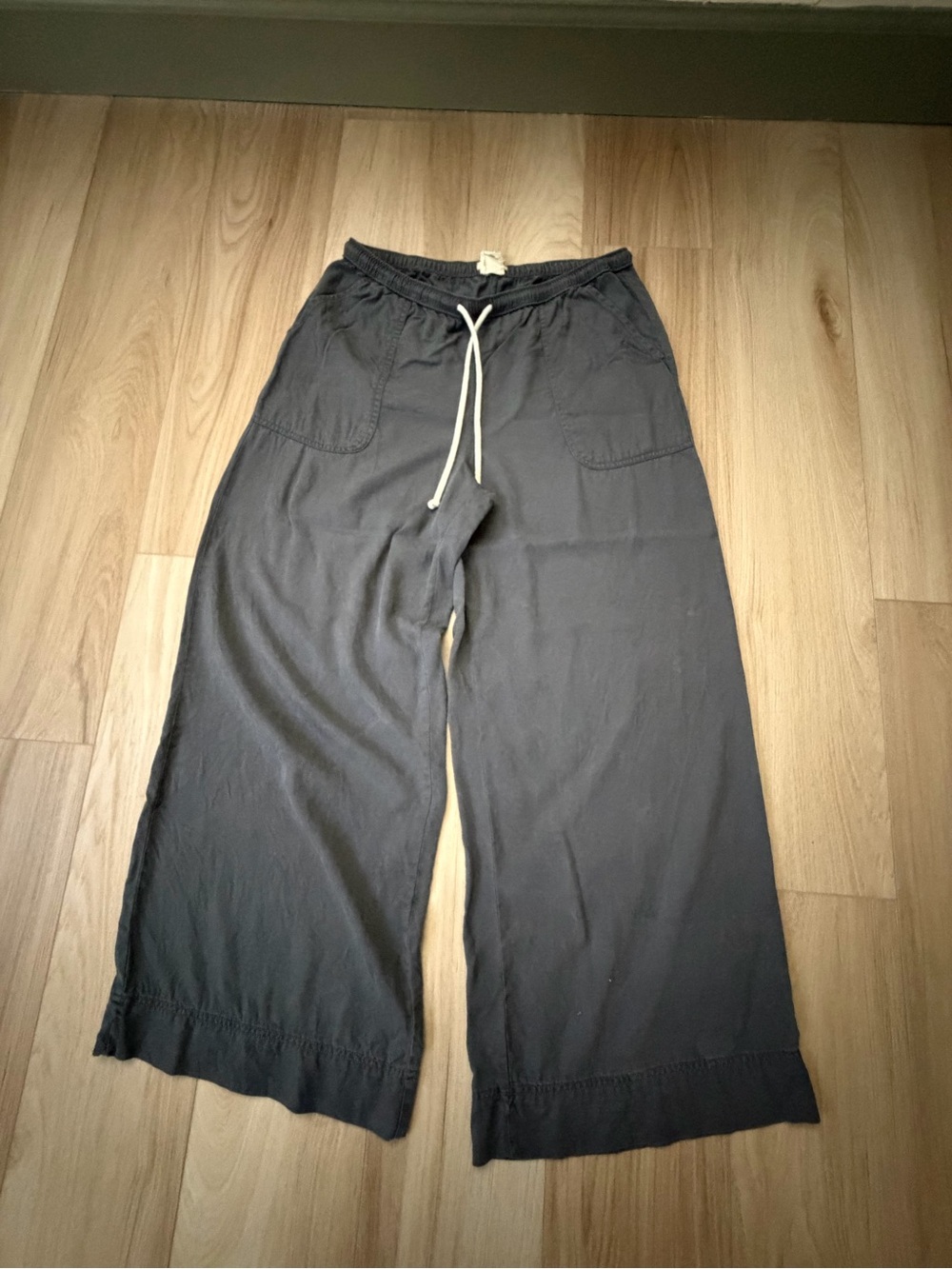 Joie Wide Leg Drawstring Pants in Charcoal Gray